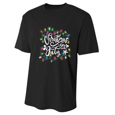 Christmas Lights In July Funny Summer Xmas Gift Performance Sprint T-Shirt