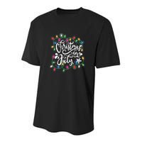 Christmas Lights In July Funny Summer Xmas Gift Youth Performance Sprint T-Shirt