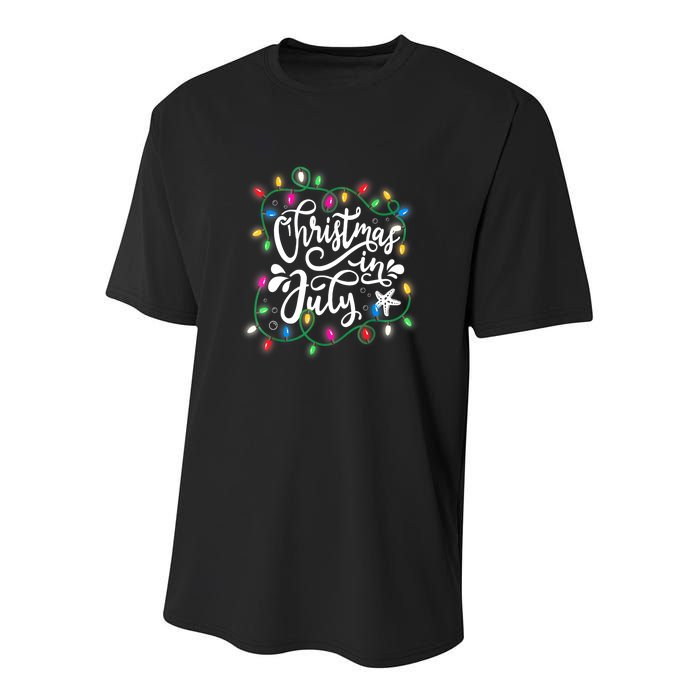 Christmas Lights In July Funny Summer Xmas Gift Youth Performance Sprint T-Shirt