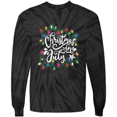 Christmas Lights In July Funny Summer Xmas Gift Tie-Dye Long Sleeve Shirt