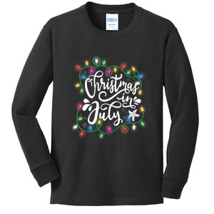 Christmas Lights In July Funny Summer Xmas Gift Kids Long Sleeve Shirt