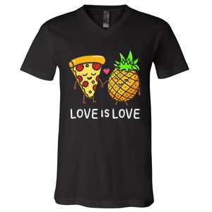 Cute Love Is Love Pineapple Pizza Forbidden Hawaiian V-Neck T-Shirt