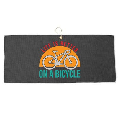 Cycling Life Is Better On A Bicycle Gift Large Microfiber Waffle Golf Towel