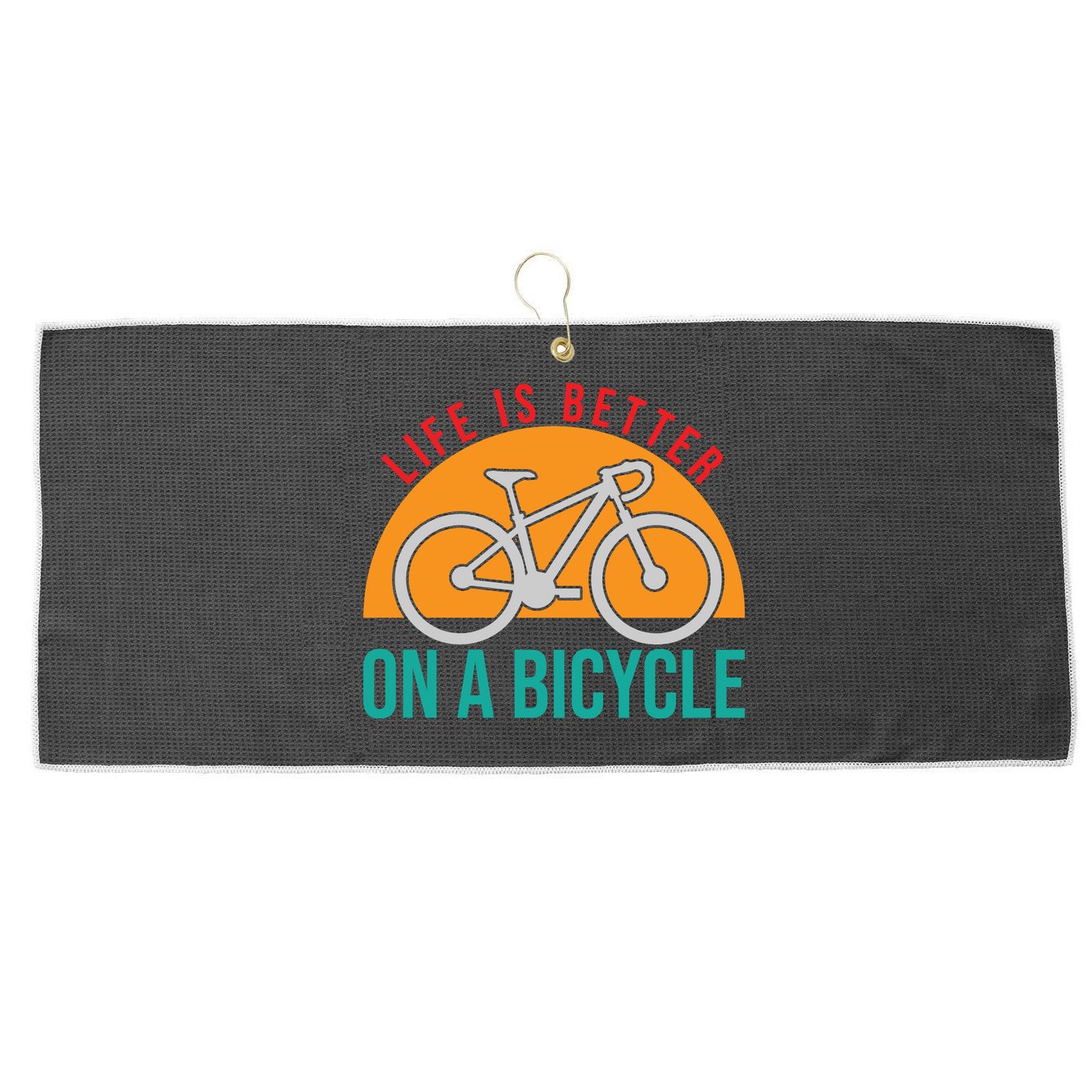 Cycling Life Is Better On A Bicycle Gift Large Microfiber Waffle Golf Towel