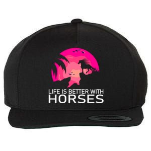 Cute Life Is Better With Horses Horseback Riding Great Gift Wool Snapback Cap