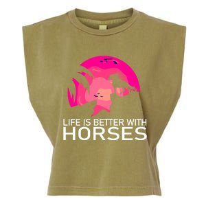 Cute Life Is Better With Horses Horseback Riding Great Gift Garment-Dyed Women's Muscle Tee