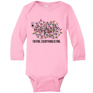 Christmas Lights Im Fine Everything Is Fine Ugly Christmas Cute Gift Baby Long Sleeve Bodysuit