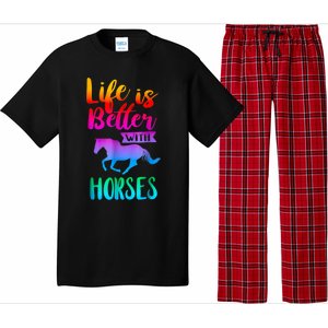 Cute Life Is Better With Horses Horseback Riding Gift Pajama Set