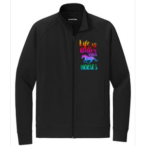 Cute Life Is Better With Horses Horseback Riding Gift Stretch Full-Zip Cadet Jacket