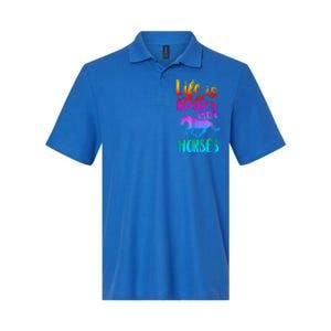 Cute Life Is Better With Horses Horseback Riding Gift Softstyle Adult Sport Polo