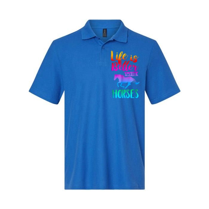 Cute Life Is Better With Horses Horseback Riding Gift Softstyle Adult Sport Polo