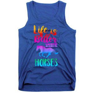 Cute Life Is Better With Horses Horseback Riding Gift Tank Top