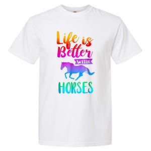 Cute Life Is Better With Horses Horseback Riding Gift Garment-Dyed Heavyweight T-Shirt