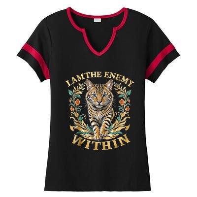 Cat Lovers I Am The Enemy Within Funny I Am The Enemy Within Ladies Halftime Notch Neck Tee