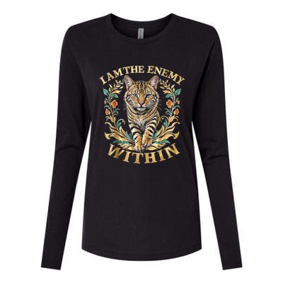 Cat Lovers I Am The Enemy Within Funny I Am The Enemy Within Womens Cotton Relaxed Long Sleeve T-Shirt