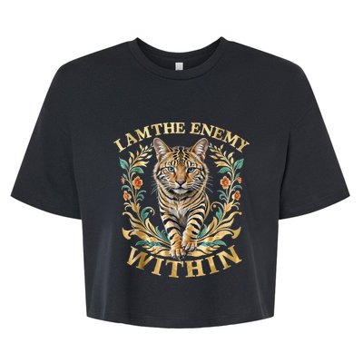 Cat Lovers I Am The Enemy Within Funny I Am The Enemy Within Bella+Canvas Jersey Crop Tee