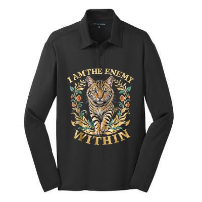 Cat Lovers I Am The Enemy Within Funny I Am The Enemy Within Silk Touch Performance Long Sleeve Polo