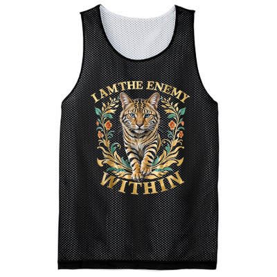 Cat Lovers I Am The Enemy Within Funny I Am The Enemy Within Mesh Reversible Basketball Jersey Tank