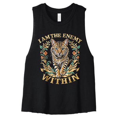 Cat Lovers I Am The Enemy Within Funny I Am The Enemy Within Women's Racerback Cropped Tank