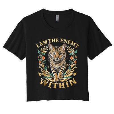 Cat Lovers I Am The Enemy Within Funny I Am The Enemy Within Women's Crop Top Tee