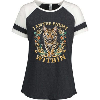 Cat Lovers I Am The Enemy Within Funny I Am The Enemy Within Enza Ladies Jersey Colorblock Tee