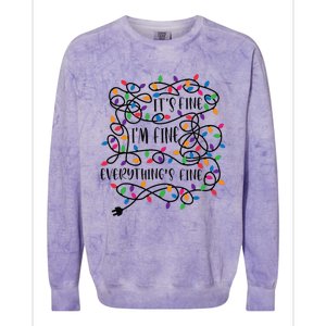 Christmas Lights Im Fine Everything Is Fine Ugly Christmas Colorblast Crewneck Sweatshirt