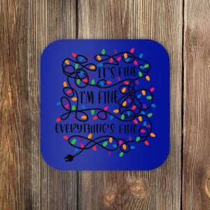 Christmas Lights Im Fine Everything Is Fine Ugly Christmas Coaster