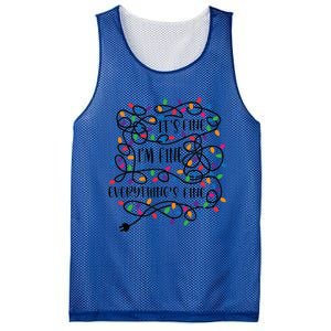 Christmas Lights Im Fine Everything Is Fine Ugly Christmas Mesh Reversible Basketball Jersey Tank