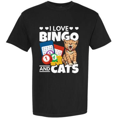 Cat Lover I Love Bingo And Cats Gambling Bingo Player Bingo Garment-Dyed Heavyweight T-Shirt