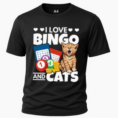 Cat Lover I Love Bingo And Cats Gambling Bingo Player Bingo Cooling Performance Crew T-Shirt