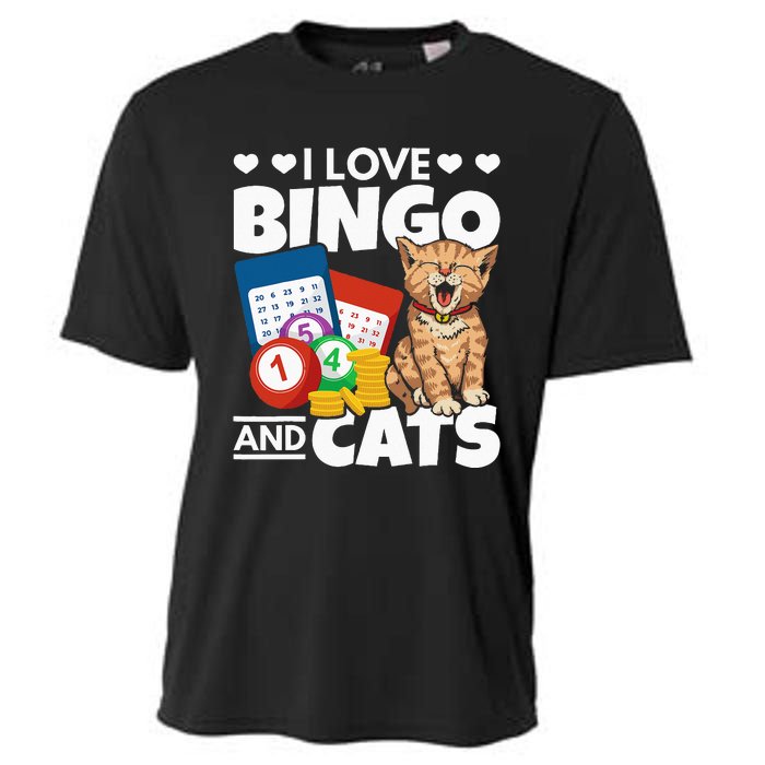 Cat Lover I Love Bingo And Cats Gambling Bingo Player Bingo Cooling Performance Crew T-Shirt