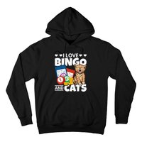 Cat Lover I Love Bingo And Cats Gambling Bingo Player Bingo Hoodie