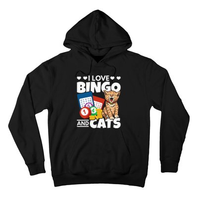 Cat Lover I Love Bingo And Cats Gambling Bingo Player Bingo Hoodie