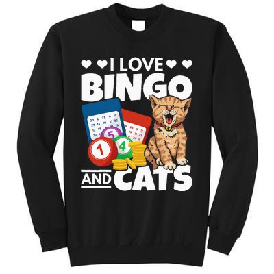 Cat Lover I Love Bingo And Cats Gambling Bingo Player Bingo Sweatshirt