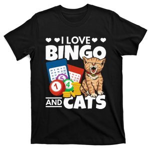 Cat Lover I Love Bingo And Cats Gambling Bingo Player Bingo T-Shirt