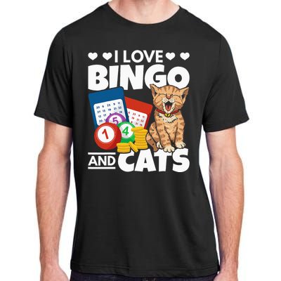 Cat Lover I Love Bingo And Cats Gambling Bingo Player Bingo Adult ChromaSoft Performance T-Shirt