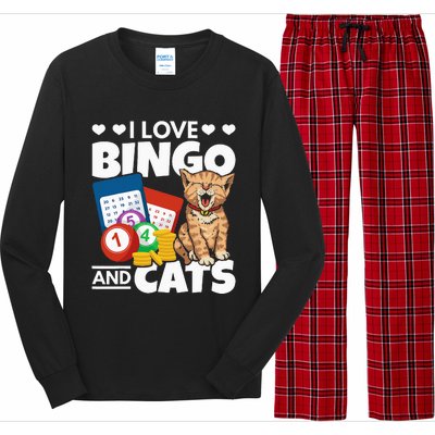 Cat Lover I Love Bingo And Cats Gambling Bingo Player Bingo Long Sleeve Pajama Set