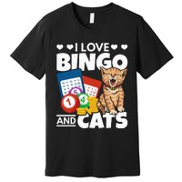 Cat Lover I Love Bingo And Cats Gambling Bingo Player Bingo Premium T-Shirt