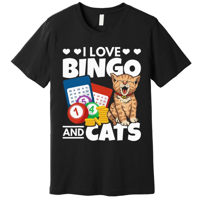 Cat Lover I Love Bingo And Cats Gambling Bingo Player Bingo Premium T-Shirt