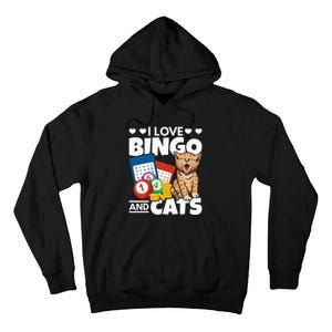 Cat Lover I Love Bingo And Cats Gambling Bingo Player Bingo Tall Hoodie