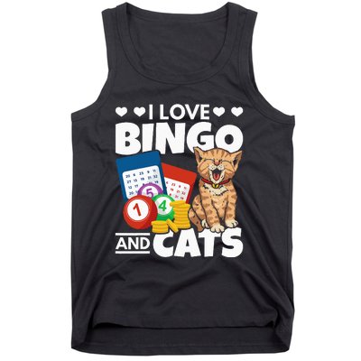 Cat Lover I Love Bingo And Cats Gambling Bingo Player Bingo Tank Top