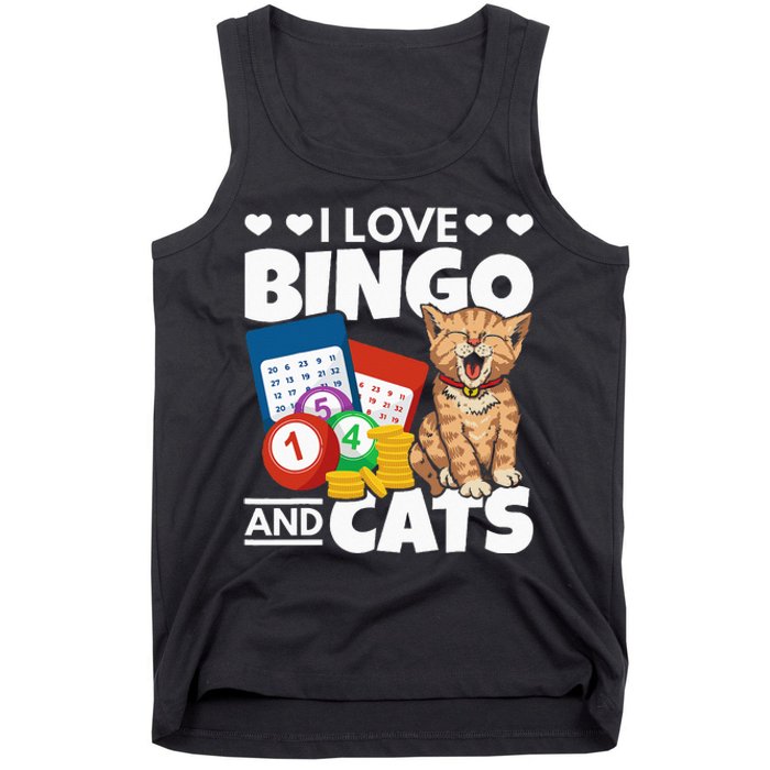 Cat Lover I Love Bingo And Cats Gambling Bingo Player Bingo Tank Top