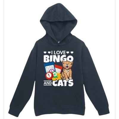 Cat Lover I Love Bingo And Cats Gambling Bingo Player Bingo Urban Pullover Hoodie