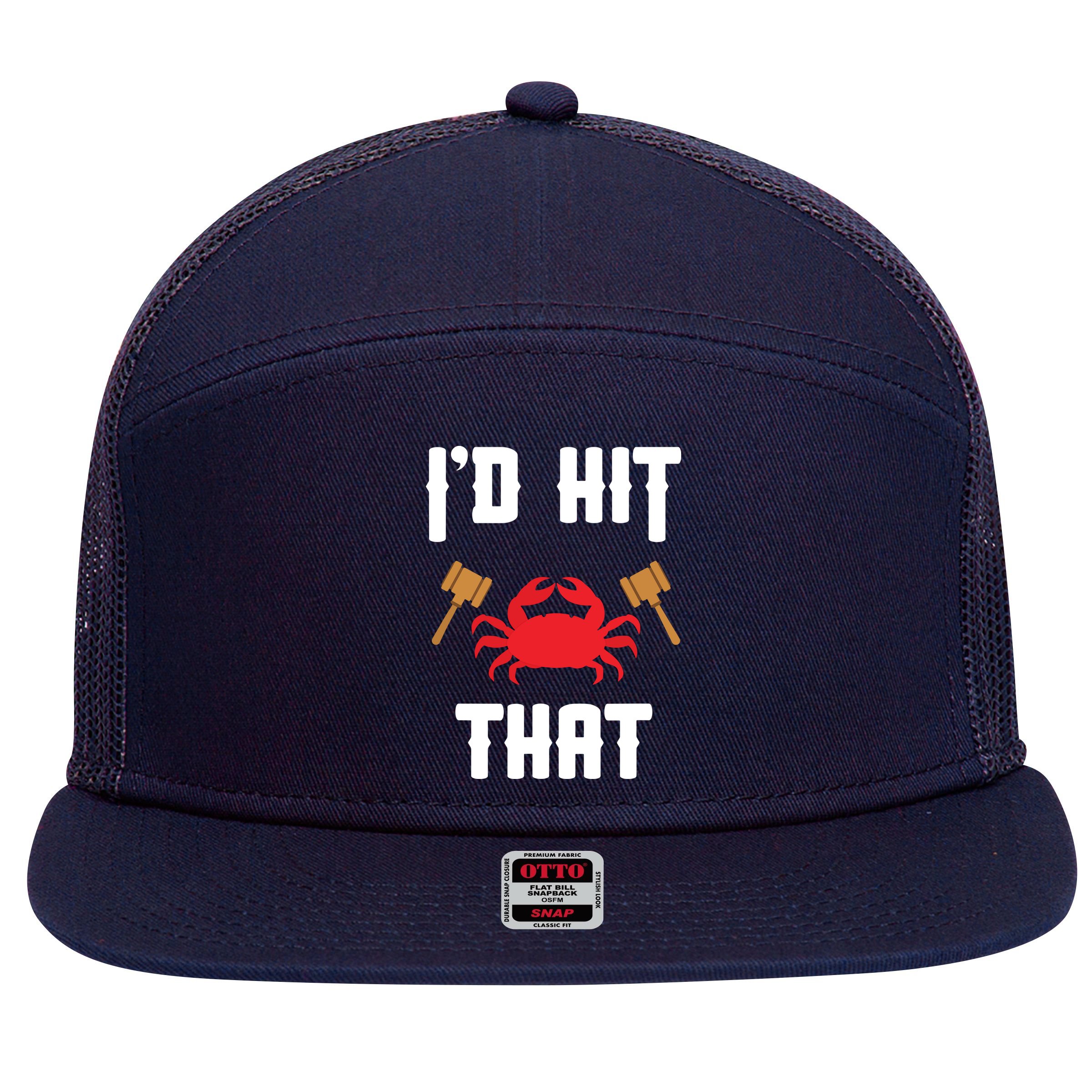 Crab Lovers I'd Hit That Funny Maryland Seafood Fan 7 Panel Mesh Trucker Snapback Hat