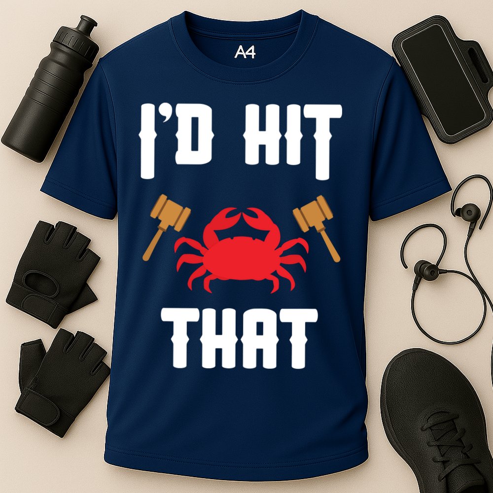 Crab Lovers I'd Hit That Funny Maryland Seafood Fan Cooling Performance Crew T-Shirt