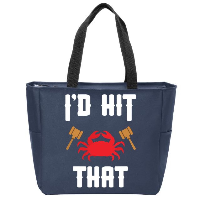 Crab Lovers I'd Hit That Funny Maryland Seafood Fan Zip Tote Bag