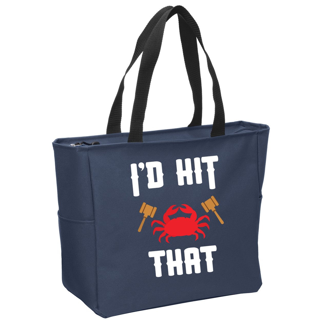 Crab Lovers I'd Hit That Funny Maryland Seafood Fan Zip Tote Bag