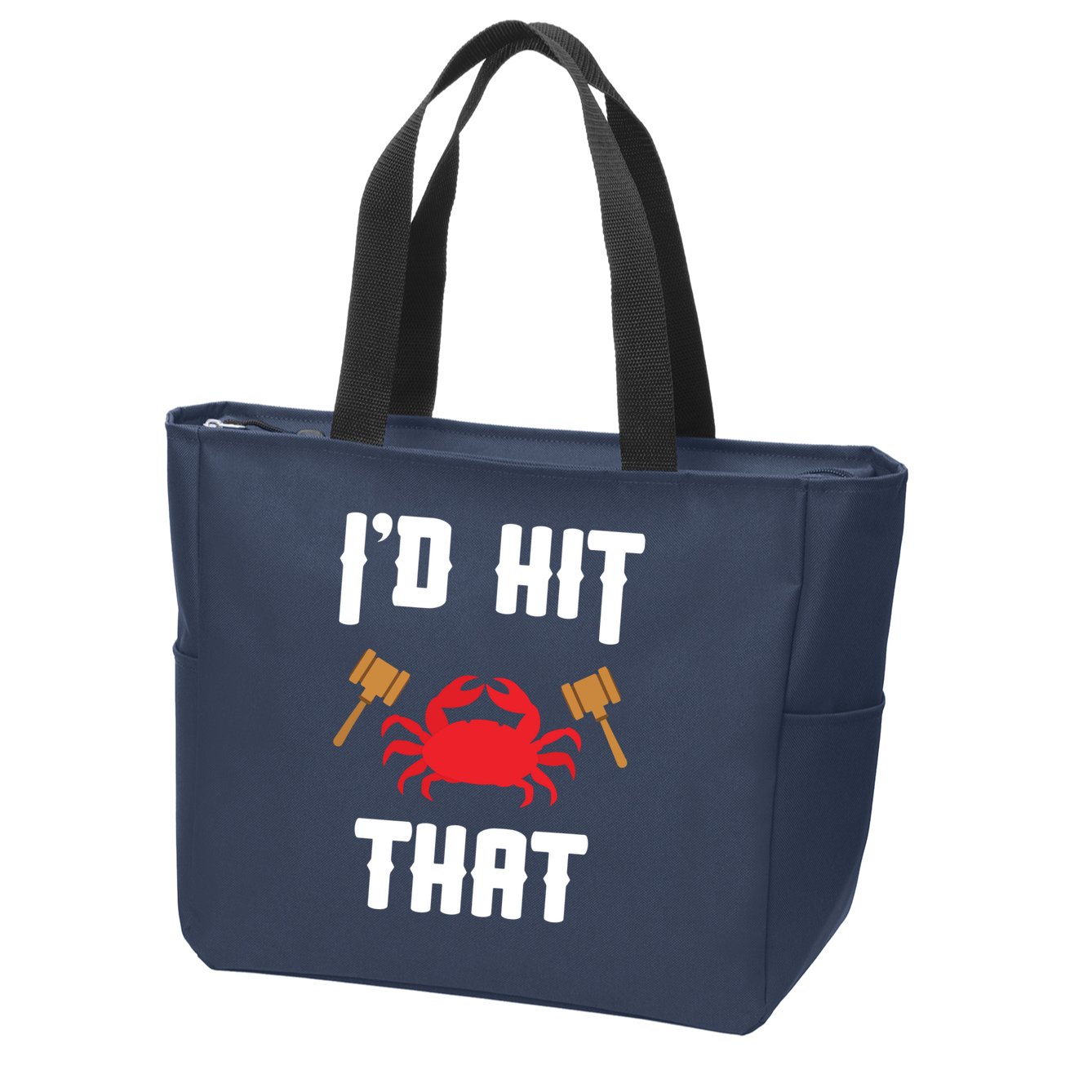 Crab Lovers I'd Hit That Funny Maryland Seafood Fan Zip Tote Bag