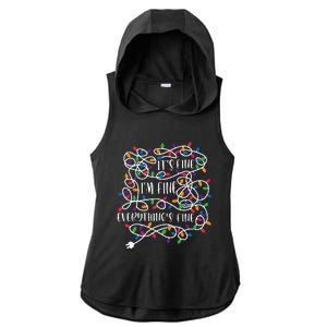 Christmas Lights IM Fine Everything Is Fine Ugly Christmas Ladies PosiCharge Tri-Blend Wicking Draft Hoodie Tank