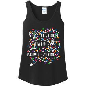 Christmas Lights IM Fine Everything Is Fine Ugly Christmas Ladies Essential Tank